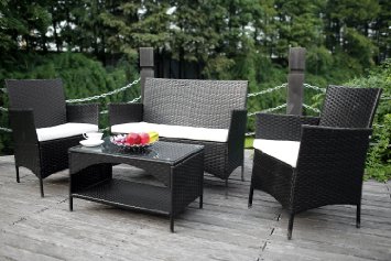 Merax® 4-piece Outdoor Rattan Wicker Sofa and Chairs Set Rattan Patio Garden Furniture Set