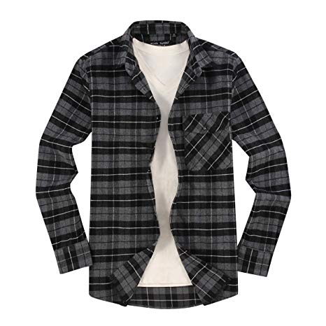 Alex Vando Mens Casual Button Down Shirts Slim Fit Long Sleeve Flannel Shirt