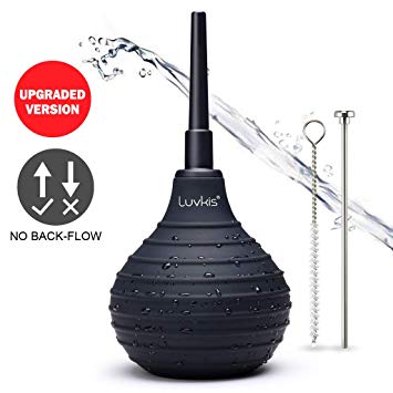 Enema Bulb Anal Dou Che, Back-Flow Prevention, Luvkis Anal Cleaner Douche System Vaginal Cleaner for Women and Men Personal Hygiene 8.5oz (Black) …