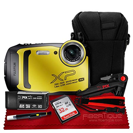 Fujifilm FinePix XP140 Digital Camera (Yellow) XP140   32GB   Case   Strap   Accessories Bundle