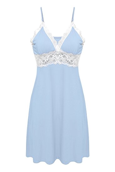 Ekouaer Sleepwear Womens Chemise Nightgown Full Slip Lace Lounge Dress