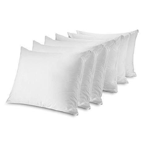 Mastertex Circles Home Cotton Pillow Protector Zippered Cover (Set of 2) (Standard Set of 6, White)