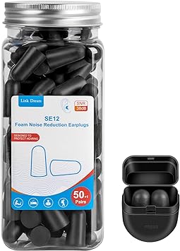 Link Dream Ear Plugs for Sleep, 51 Pairs 38dB Noise Reduction Memory Foam Earplugs for Sleeping, Travel, Snoring, Shooting (Include Storage Case)