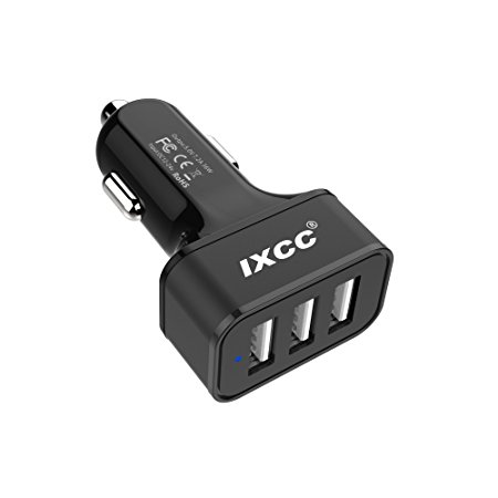 iXCC 36W/7.2A 3 Port Car Charger, Fast Car Charger Adapter for iPhone 7s 6s Plus, USB Car Charging Ports for Galaxy S8  S7 S6 Edge, iPad Pro Air mini, Note 5, LG, Nexus and More - Black