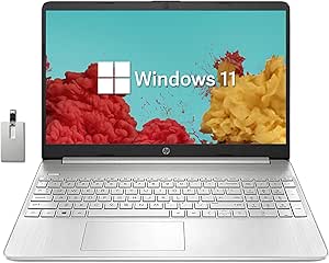 HP 15.6" HD Student Laptop, Intel Core i3-1115G4, 32GB RAM, 2TB PCIe SSD, Intel UHD Graphics, HD Webcam, Numpad, Wi-Fi 5, Bluetooth, Windows 11, Silver, 32GB Hotface USB Card