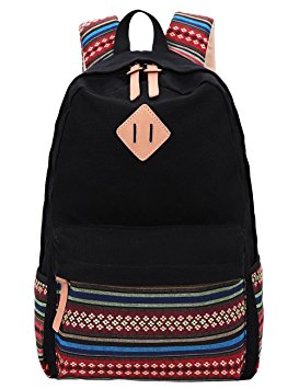 Hmxpls Unisex Fashionable Canvas Zip Bohemia Boho Style Backpack School College Laptop Bag