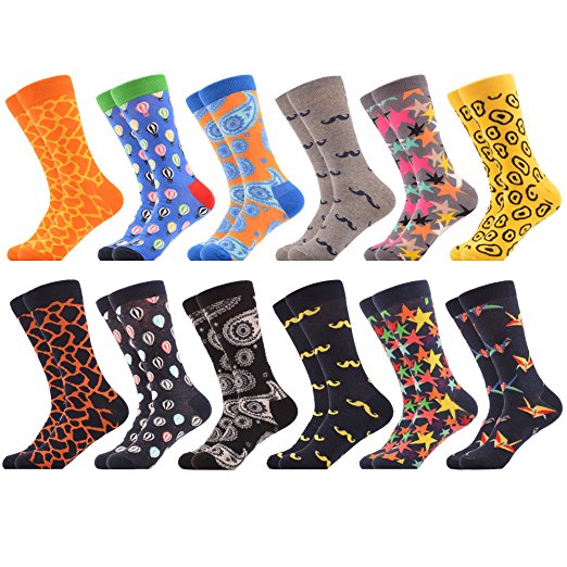 WeciBor Men's Funny Casual Combed Cotton Novelty Crazy Socks Pack