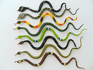 Set of 4 Rubber Snakes Assorted Designs