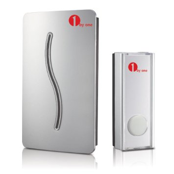 1byone QH-0343 Easy Chime Portable Waterproof Wireless Doorbell Door Chime Kit, With CD Quality Sound and LED Flash 36 Melodies Tunes To Choose - 1 Year Limited Warranty
