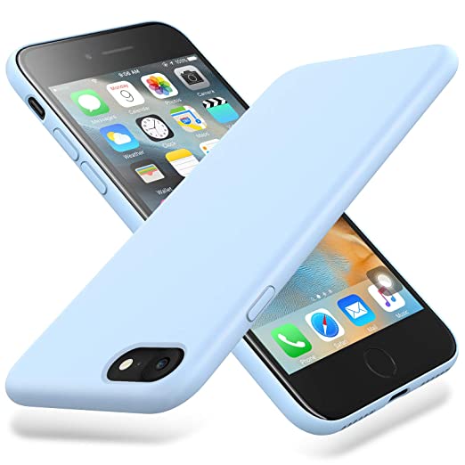 Winzizo iPhone 8 Case & iPhone 7 Case Liquid Silicone Gel Rubber Slim Protective Phone Cover Soft Cases Compatible with iPhone 8 & iPhone 7 (Light Blue)