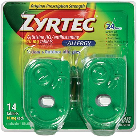 Zyrtec Indoor & Outdoor Allergy Relief, 14-Count Tablets