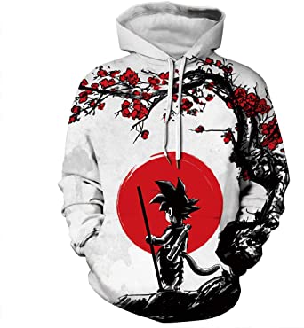 CHENMA Men Dragon Ball Z 3D Print Pullover Hoodie Sweatshirt with Front Pocket