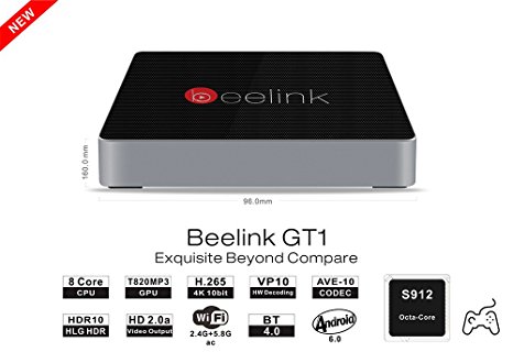 Beelink GT1 Android 6.0 S912 TV Box with RAM DDR3 2GB ROM Onboard eMMC Flash 16GB 1000Mbps (US Adapter)