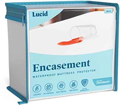 LUCID Encasement Mattress Protector - Completely Surrounds Mattress for Waterproof, Allergen Proof, Bed Bug Proof Protection -15 Year Warranty - Full Size