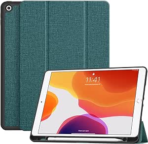 Soke New iPad 10.2 Case with Pencil Holder for iPad 9th Generation 2021 /8th Gen 2020/7th Gen 2019- Premium Shockproof Case with Soft TPU Back Cover & Auto Sleep/Wake for iPad 10.2 Inch, B-Teal