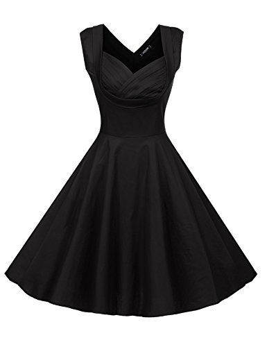 ACEVOG Women's 1950s V Neck Vintage Cut Out Retro Party Cocktail Swing Dresses