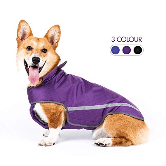 SENYE PET Dog Raincoat Lightweight Waterproof Clothes Ajustable Pet Dog Rain Jacket Poncho with Visibility Safety Strip Reflective & Leash Hole Dog Vest for Small Medium Large Dogs Puppy