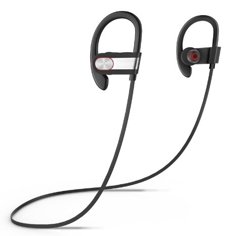 Picun H9 Bluetooth Headphones with Microphone, Wireless Sport Earbuds with Mic, Waterproof & Sweatproof, Stereo Music Earphones, Handfree Headset for Gym/Working Out/Running (Black Silver)