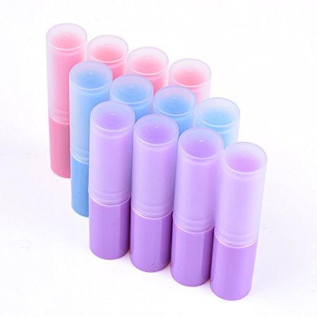 KLOUD City® Pack of 12 Rotating Type Empty Container Tubes for DIY Lip Balm with Caps