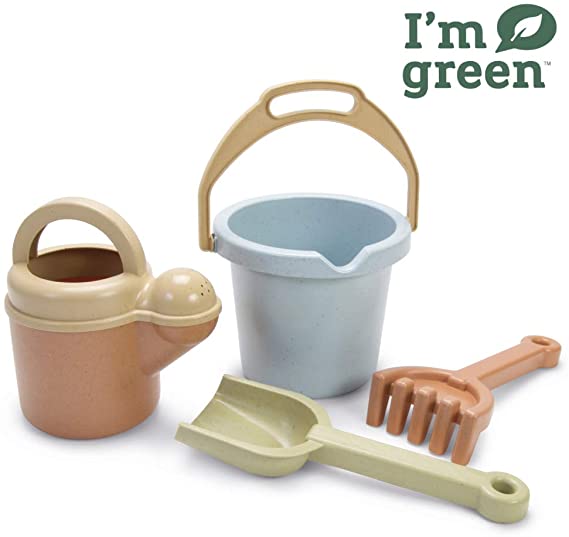 Dantoy Bio-Toy Bucket and Spade 4 Piece Playset, Eco-Conscious Toys Made from Sugarcane