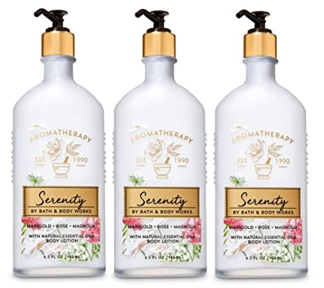 Bath and Body Works Aromatherapy SERENITY - MARIGOLD ROSE MAGNOLIA Value Pack - Lot of 3 Body Lotion - Full Size