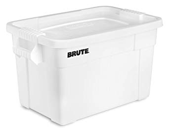 Rubbermaid Commercial BRUTE Tote with Lid, 20-Gallon, White, FG9S3100WHT