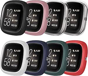 Fintie 8-Pack Case Compatible with Fitbit Versa 2, Slim Lightweight Hard Protective TPU Bumper Cover Compatible with Fitbit Versa 2 Smartwatch (Not Fit for Versa/Lite/SE) No Screen Protector