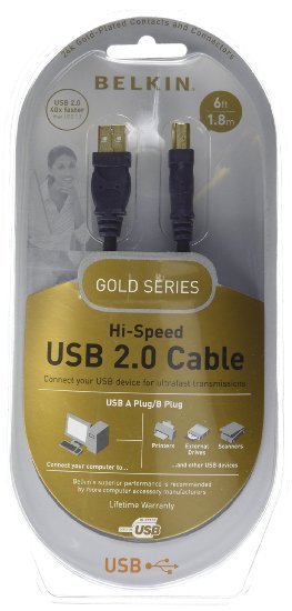 Belkin F3U133V-06-GLD Gold Series 6-Foot Hi-Speed USB 20 Cable