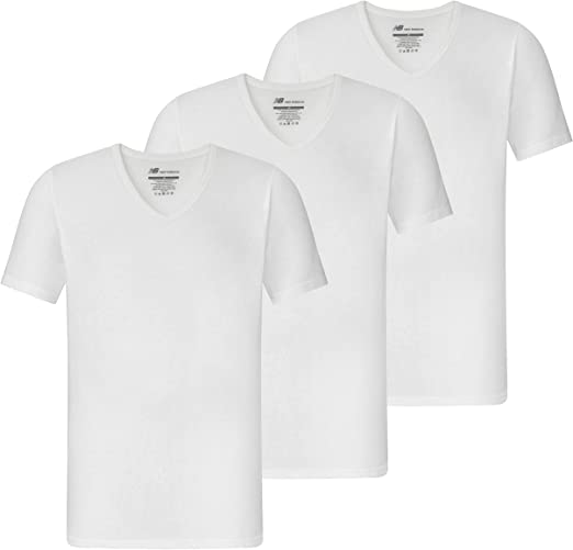 New Balance Men's 100% Cotton Performance V-Neck Undershirt (3 Pack)