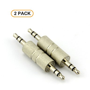 RuiLingTM 2PCS 3.5mm Jack to 3.5mm Audio Male Adapter Connectors.(All Metal Silver)