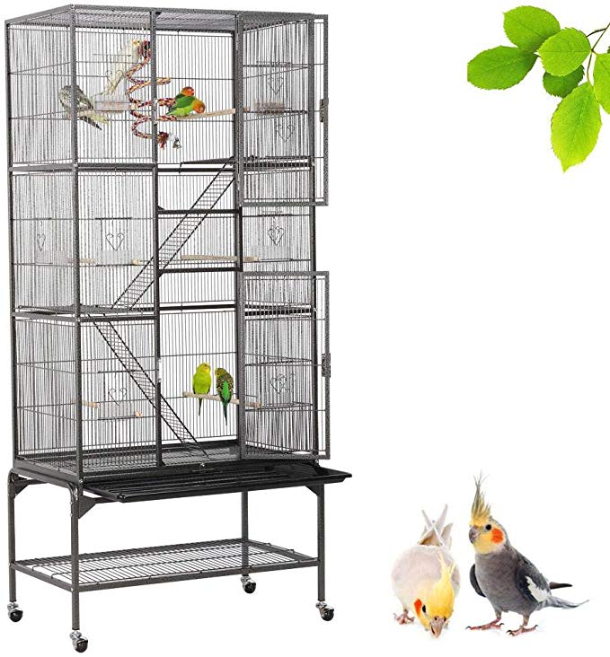 Yaheetech 69''H Extra Large Bird Cage for Mid-Sized Parrots Cockatiels Conures Parakeets Lovebirds Budgie Finch Small Animal Cage for Rats Chinchillas Ferrets