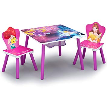 Delta Children Kids Chair Set and Table (2 Chairs Included), Disney Princess