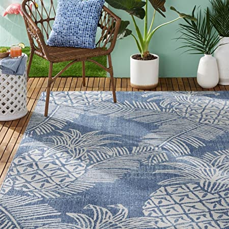 Home Dynamix Tommy Bahama Malibu Pineapple Indoor/Outdoor Area Rug, Navy/Ivory, 5'3"x7'3" Rectangle