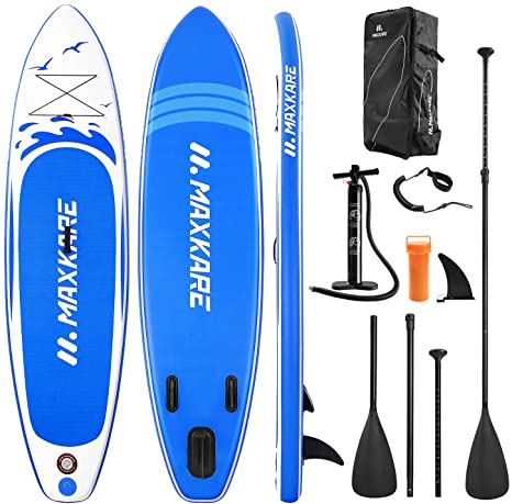 MaxKare Stand Up Paddle Board Inflatable SUP W Stand-up Paddle Board Accessories Backpack Paddle Leash Pump Non-Slip Deck ISUP Fishing Yoga Rigid Solid 10'× 30" ×6'' Inches Thick Adult & Youth & Kid