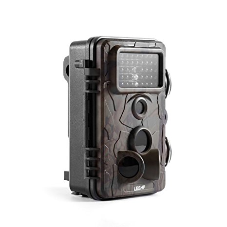 LESHP Game and Trail Camera 12MP 1080P HD With Time Lapse 65ft 120° Wide Angle Infrared Night Vision 42pcs IR LEDs Waterproof IP66 2.4" LCD Screen Scouting Camera Deer Camera Digital Surveillance