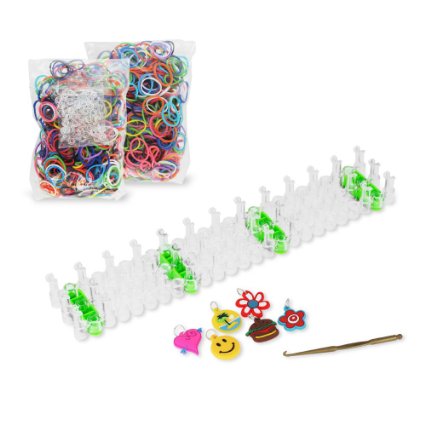 Chromo Inc® Starburst Loom Band Kit with Loom Board, 600 Xtra Strength Loom Bands, 6 Assorted Charms, S-Clips and Loom Tool in Retail Packaging