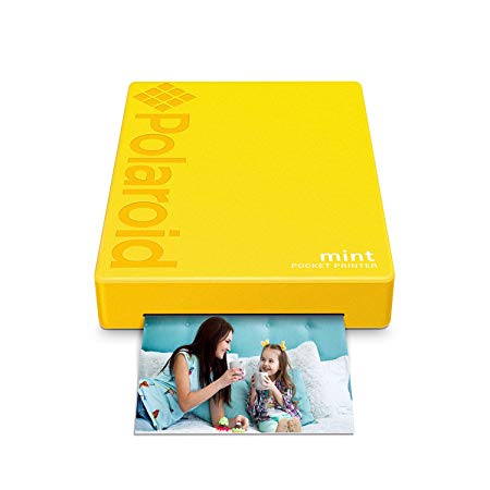 Polaroid Mint Pocket Printer W/ Zink Zero Ink Technology & Built-In Bluetooth for Android & iOS Devices - Yellow