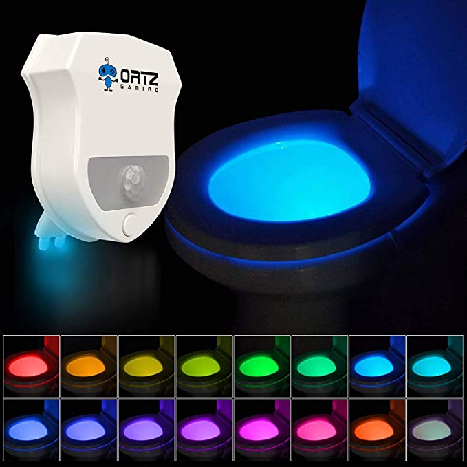 16-Color Motion Activated Toilet Light Night Toilit Light LED Light Changing Tolet Bowl Nightlight for Bathroom Perfect Decorating illumibowl Water Toilite Light