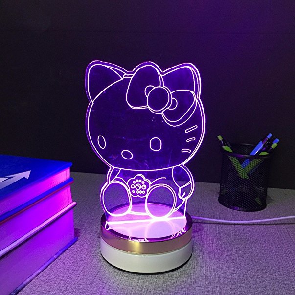 E-Global Hello kitty 3D Night Lights Colorful Changing LED Lamp for Children Home Decor Customized Birthday Gift