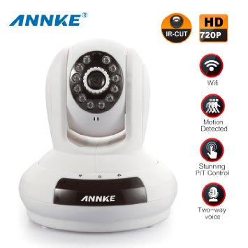 ANNKE Sparkle 1 H264 HD 1280 x 720P BabyPets Monitor WirelessWired PanTilt IP Camera with IR-Cut Filter for Home Security Video Recording Plug and Play QR Code Scan iPhone and Android Mobile ViewTwo-ways Audio Talk Motion Detection