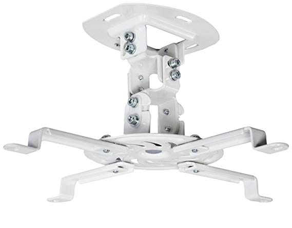 DURAMEX (TM) Universal Extending White Ceiling Projector Mount / Height Adjustable Projection