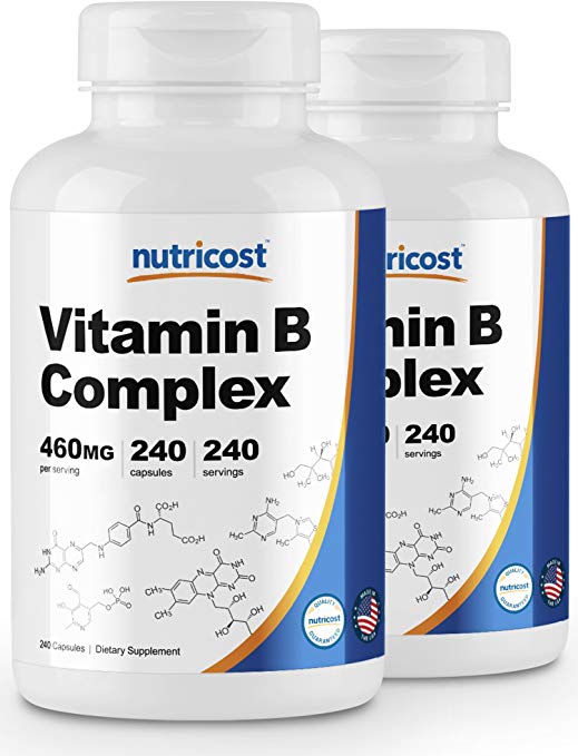 Nutricost High Potency Vitamin B Complex 460mg, 240 Capsules (2 Bottles) - with Vitamin C