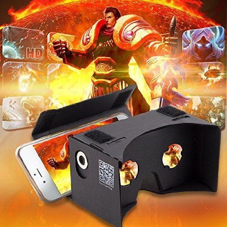 Bfun 3D Virtual Reality Google Cardboard 3D Glasses DIY Kit Compatible with Android iPhone 3.5-6inch Black