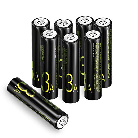 AAA Batteries, COOLREALL AAA Rechargeable Batterys Ni-MH (1100 mAh,1,2V Pack of 8)
