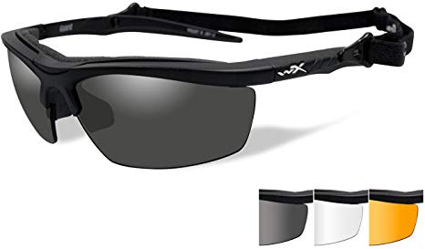 Wiley X Guard Sunglasses, Smoke Grey/Clear/Light Rust, Matte Black