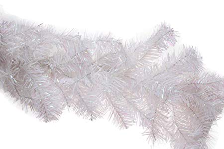 Clever Creations Christmas Tree Branch Style Garland Festive Holiday Décor | Realistic Frosted White Pine Garland | Wire with Artificial Needles | Bendable/Poseable | Indoor/Outdoor Use | 9’ Long