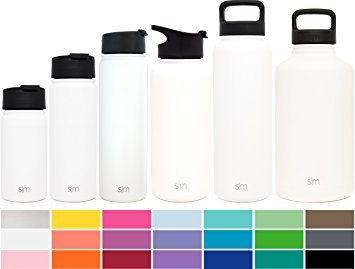 Simple Modern Summit Water Bottle   Extra Lid - Vacuum Insulated Stainless Steel Wide Mouth Hydro Travel Mug - Powder Coated Double-Walled Flask