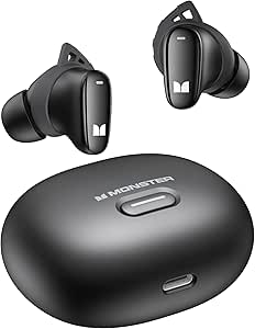 Monster N-Lite 206 Bluetooth Earbuds Wireless Earphones Bluetooth 5.4 in-Ear Earbuds Headphones Built-in Mic, Touch Control, IPX6 Waterproof, Comfortable Fit, Type-C Charging, 25H Playback, Black