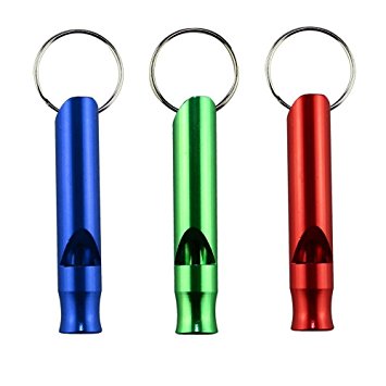 Vastar Emergency Hiking Camping Survival Aluminum Whistle Key Chain 3pcs in Blue/Green/Red