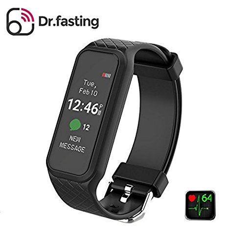 HR Moniter Fitness Tracker, Dr.fasting Waterproof Color Display Screen Heart Rate Monitor Watch, Armband | Wristband | Bracelet with free iOS Android APP, Smart Watch